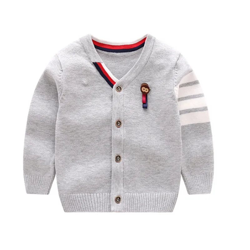 Módní dětské svetr pro chlapce Dětské svetr z masivního bavlny V-neck s dlouhým rukávem Dětské svetr s dětským klukem Oblečení 6-12M