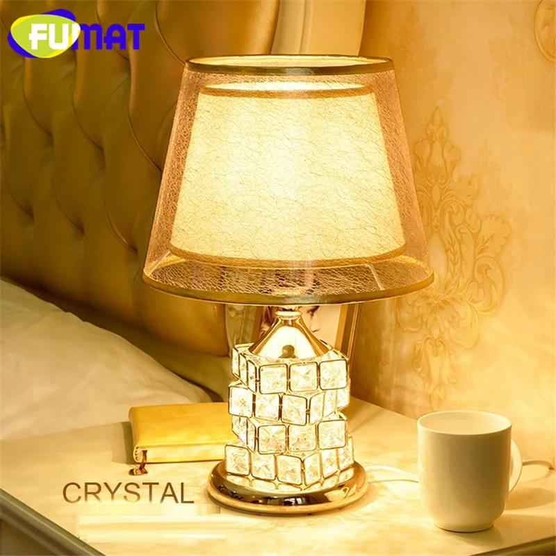 FUMAT Crystal K9 Rubik's Cube Table Lamp Romantic Remote Control Desk Lamp Ideas Luxury Bed Lamp Decorated Table LED lighting