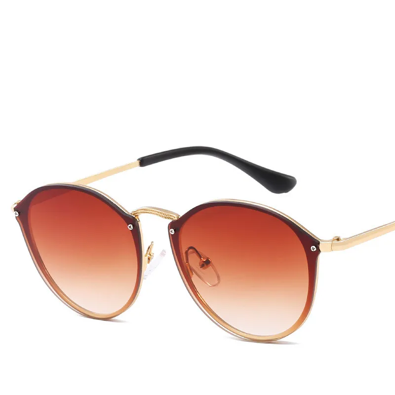 Роскошные брендовые круглые женские солнцезащитные очки летние модные винтажные Ретро очки без оправы женские солнцезащитные очки для женщин gafas - Цвет линз: Brown