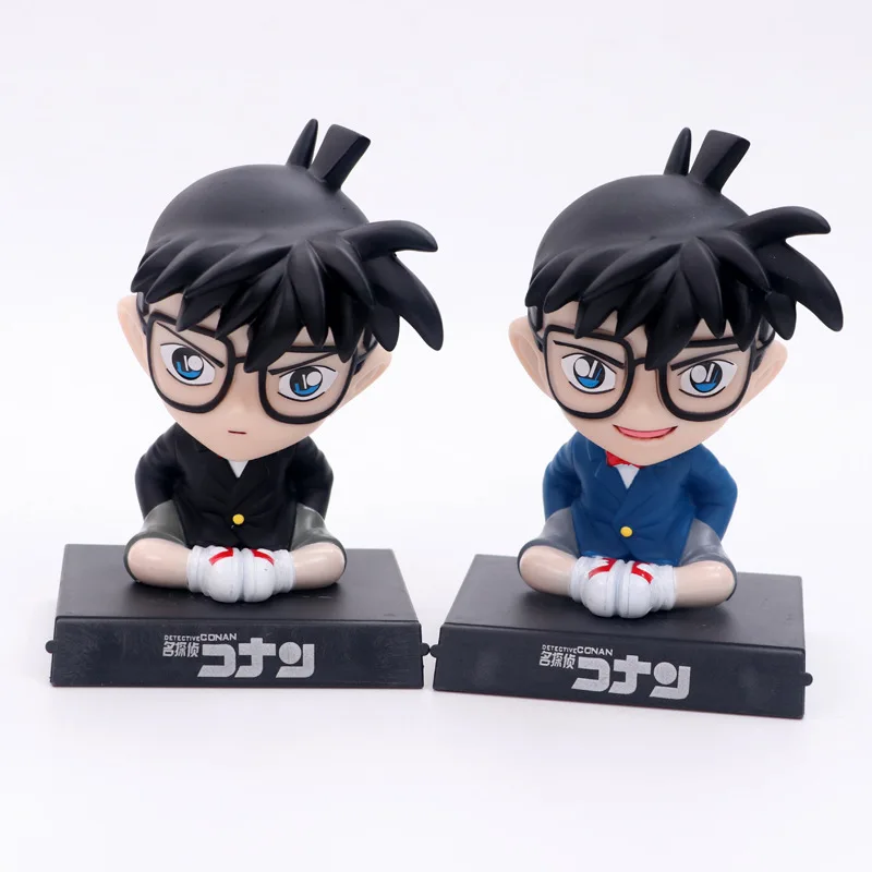 

New Arrival Anime Detective Conan Case Closed 12cm Bobble Head Dolls PVC Figure Model Toys Car Decoration Phone Holder