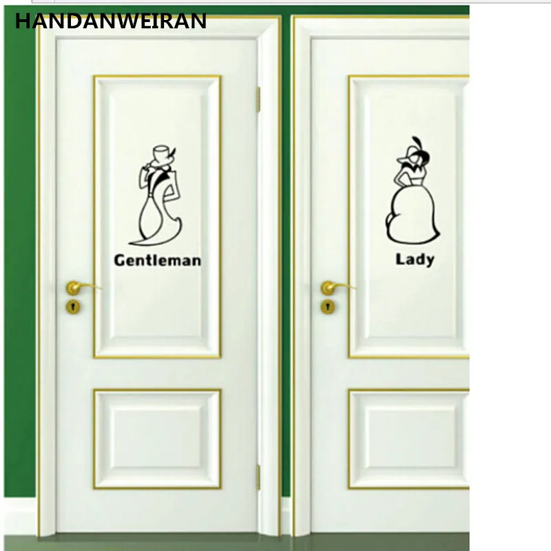 

1PCS 25.5cm*21.3cm creative Restroom door stickers toilet sticker wall decoration home supplies
