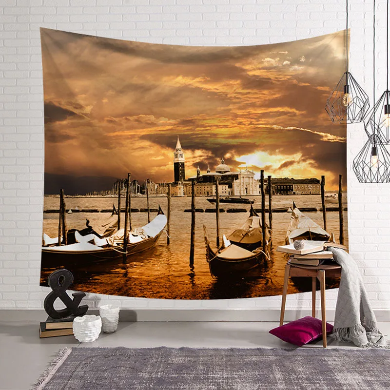 Harbor Wall Tapestry Textile For Home Fabric Wall Hanging Nautical