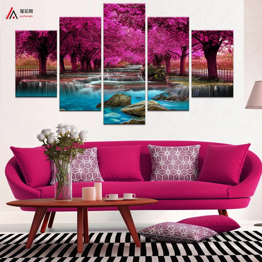 

5 Living Room for Panel Wall Painting Art Waterfall Canvas Painting Modular Picture Posters and Prints Cuadros Paintings F1867