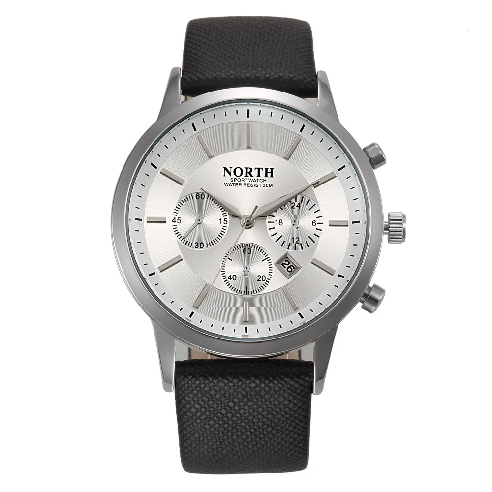 

NORTH Sports Luxury Mens watches relogio masculino PU Leather Analog Quartz Watches Wrist Watch mens watches top brand luxury