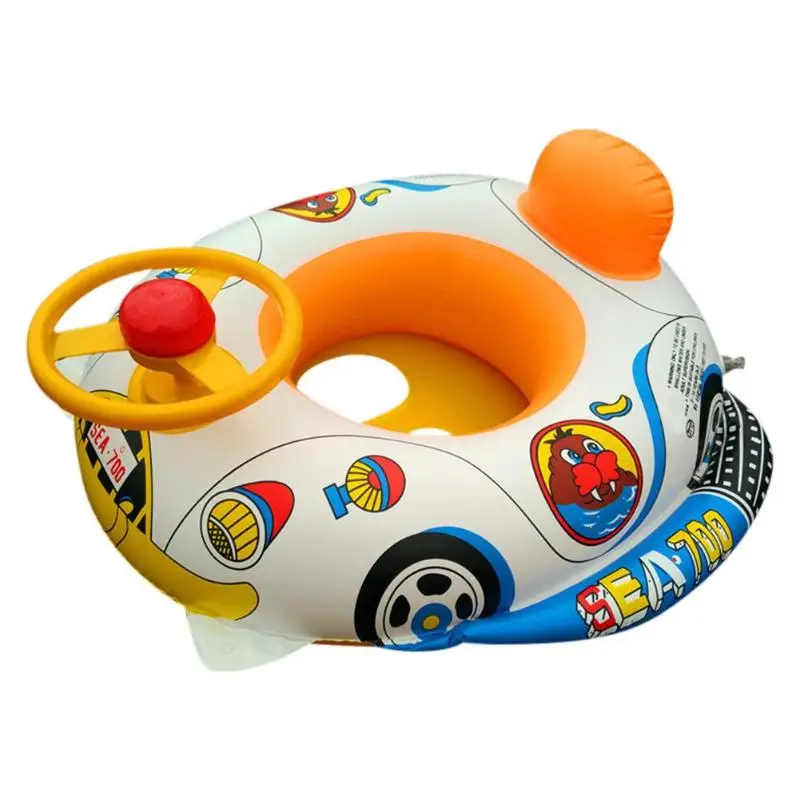 Лидер продаж милый детский бассейн игрушки надувной плавательный круг сиденье плавающая машина Форма лодка помощи тренер с рулевой