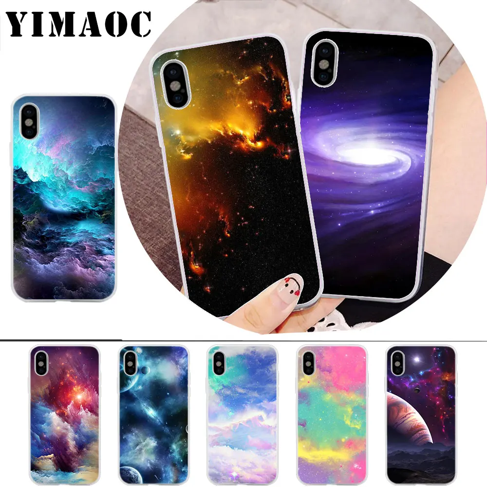 

YIMAOC outer space stars planet Soft Silicone Case for iPhone X r s Xr Xs Max 8 7 6S 6 Plus 5 5s SE