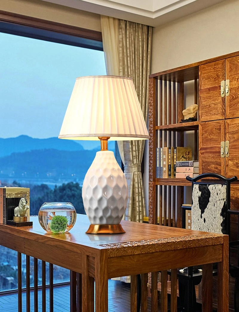 Nordic Minimalist Ceramic LED Table Lamp for Desk Decoration Living Room  Bedroom Bedside Reading Modern Light Fixtures E27 (2)