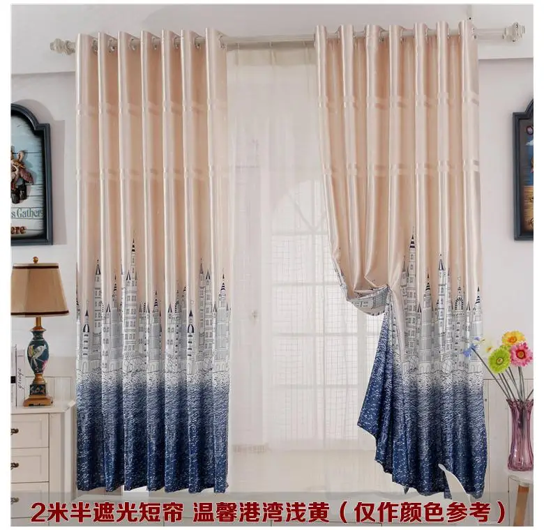 Half Shade Cloth Curtain Countryside Style Castle Pattern Shading
