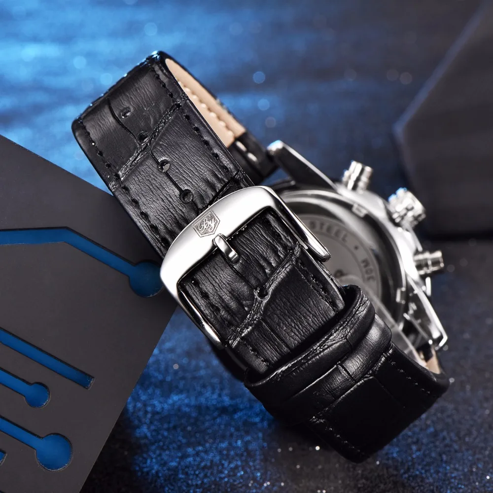 BENYAR кварцевые часы мужские Бизнес наручные часы хронограф водонепроницаемые спортивные часы дизайн кожаный ремешок часы для мужчин