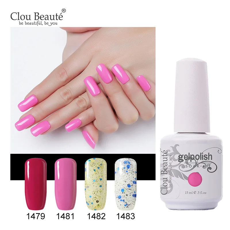 УФ гель для ногтей Clou Beaute лавандовый бежевый розовый темно серый лак блестящий