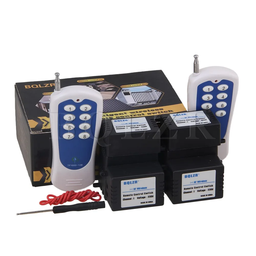 

220V 1CH BQLZR Selflock Remote Switch 2Transmitter(Blue 8Key) 433MHz 8Receiver