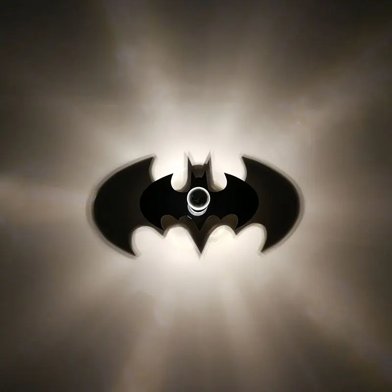 

Creative Batman Logo Warm Night Light Animal Bat Wall Lamp E27 Bulb Kid Bedroom Art Decor Projection Shadow Acrylic Plate Gifts