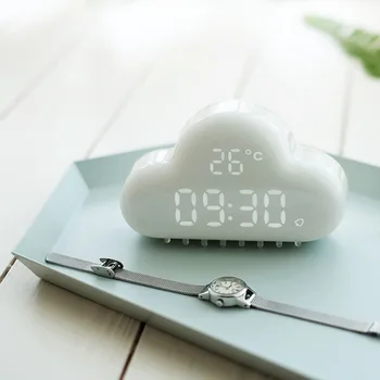 

2pcs Clouds Alarm Clock Creative Multi function Simple Voice Control Bedside Bedroom Electronic Intelligence Digital Clock