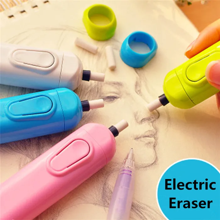 1pc Automatic Electric Pencil Eraser Writing Drawing Office School Supply Student Artist Stationery Children's Day Gift 4 Colors