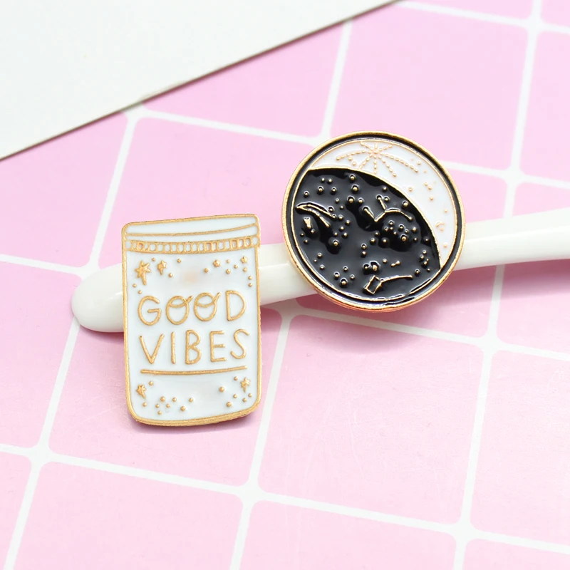Черно белый Созвездие шар Хорошие VIBES Lucky бутылка Космическая Звезда Луна Space