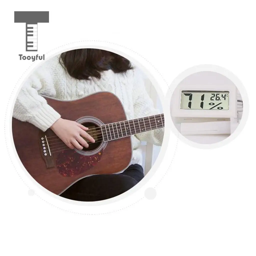 Tooyful Practical Guitars Ukulele Digital Hygrometer Thermometer LCD Screen Musical Instrument Accessory