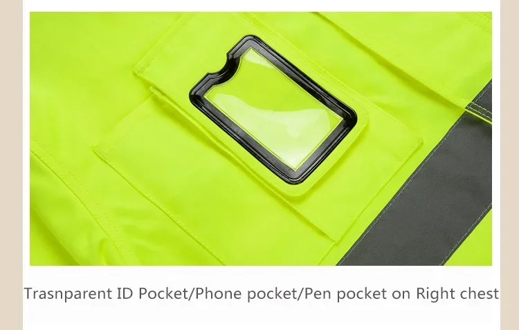 Bauskydd Reflective Jacket High visibility Men Outdoor Working Tops Fluorescent Yellow Multi-pockets Safety Workwear Clothing (10)