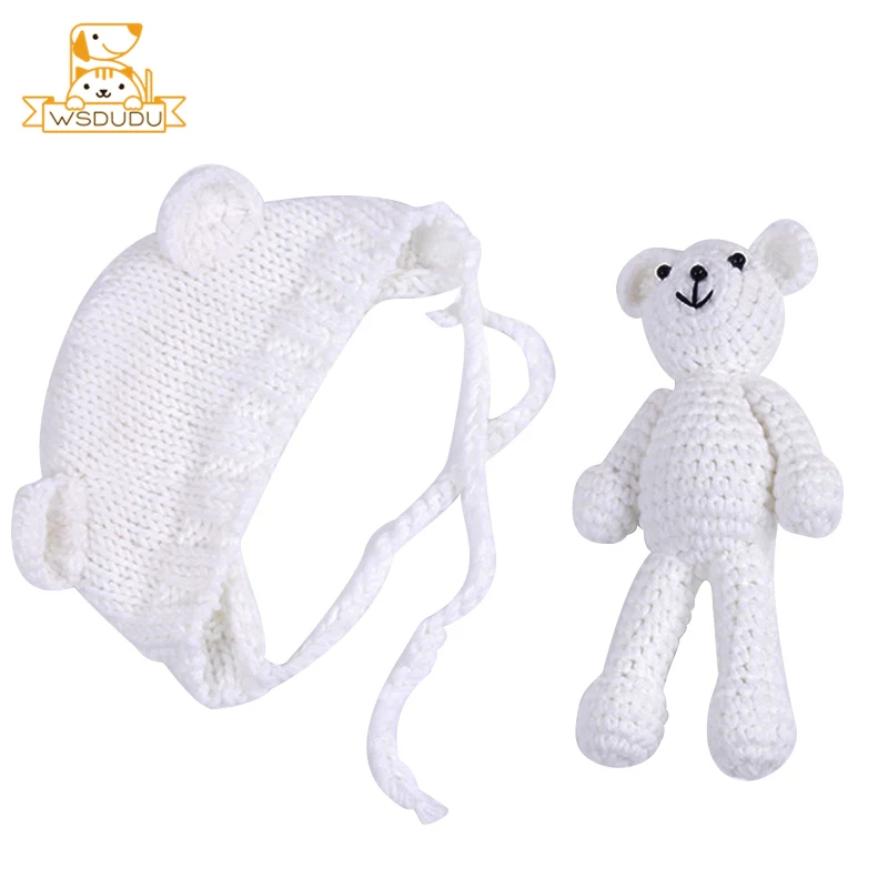 White Bear Cap Reborn Baby куклы мальчиков, девочек милые фотографии младенец медведь вязать шапочку шляпа реальной жизни Силиконовые Мягкие игрушки Моделирование Декор подарок - Цвет: White Bear Cap
