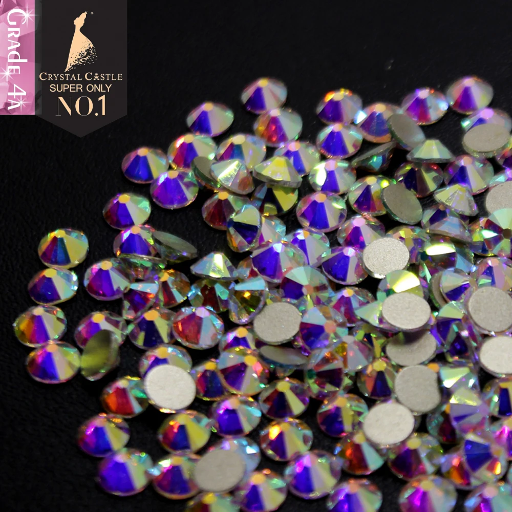 

Crystal Castle SS3-SS40 AAAA Rhinestone Clear Crystal AB Non Hotfix Flatback Rhinestones for Nails 3D Nail Art Decoration Gems