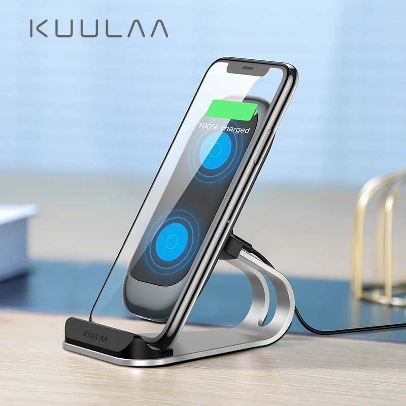 

KUULAA Qi Wireless Charger 10W for iPhone X XS 8 XR Samsung S9 Xiaomi Fast Wireless Charging Dock Station Phone Holder Charger