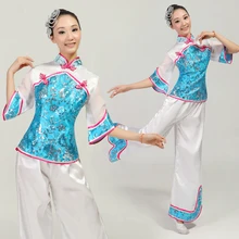 Древний китайский костюм Китайский классический танцевальные костюмы Yangko блестками Женский Национальный Барабаны одежда этап одежда для представлений