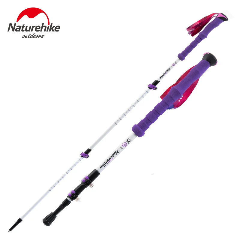 Naturehike сверхлегкие трости из углеродного волокна, складные трости, прямые ручки, походные палки, треккинговые палки для ходьбы - Цвет: Purple