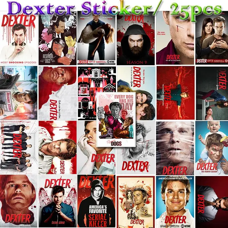 25 шт. наклейки Dexter американского ТВ триллер для скейтборда/ноутбука/серфинга/велосипеда/мотоцикла/автомобиля/багажа/гаджеты и подарки игра граффити