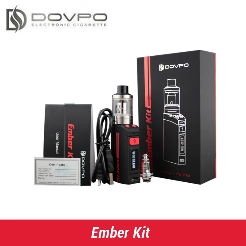 Original Dovpo Ember Electronic Cigarette Box Mod Vape 5W - 50W Temperature Control e Cigarette Starter Kit OLED Screen Box Mod