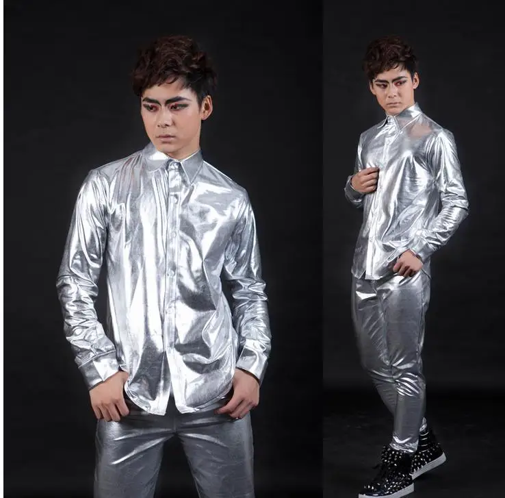 silver dress shirt