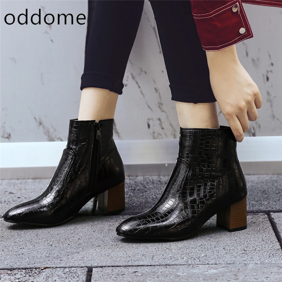 

Woman ankle boots winter warm shoes woman crocodiles stone pattern Martin boots patent leather Chelsea girl boots plus size 48