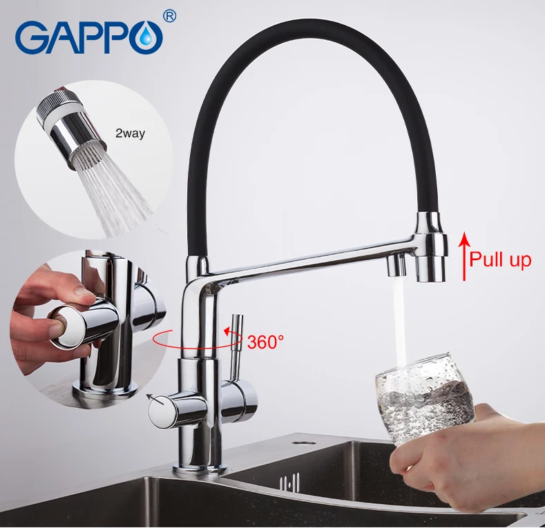 GAPPO kitchen faucet with filtered water black kitchen sink faucets water sink crane tap water mixer crane Torneira Cozinha