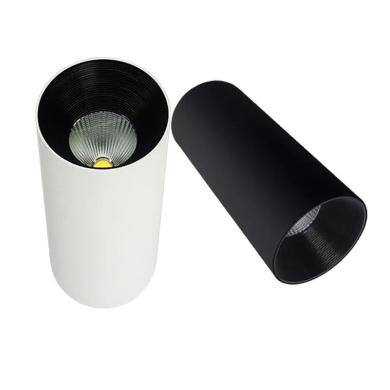 

High Quality Surface Mounted Cylindrical LED Downlight led lamp COB 12W spot light blub Downlight LED Light White Black shell