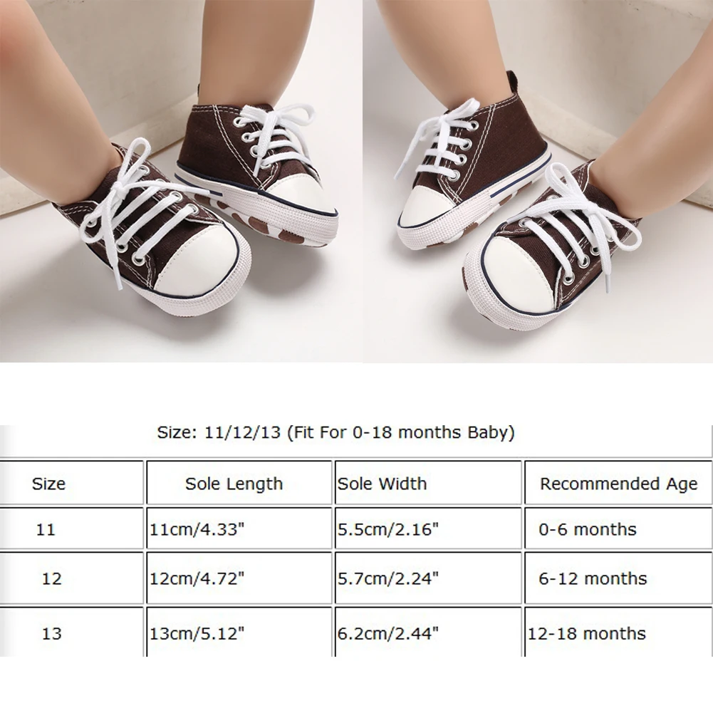Baby Anti-slip Soft Sole Crib Shoes Boys Girls Causal Canvas Sneakers Shoes Newborn Crib Shoes Toddler Infant Pre-Walker 0-18M
