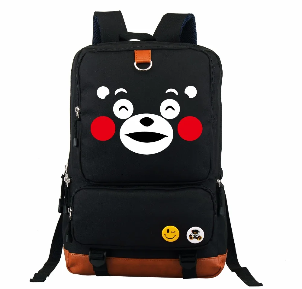 

Shoulder School Messenger Backpack Laptop mascot Kumamoto Bear Cute Smile Face Bag Casual Laptop Backpack Schoolbag Sack
