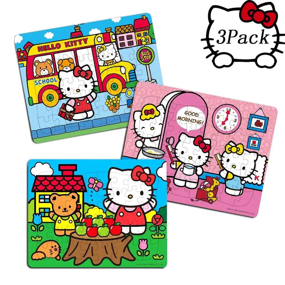 Hello Kitty 40 шт пазл для детей 4 8 Обучающие Развивающие Пазлы игрушки рождественские