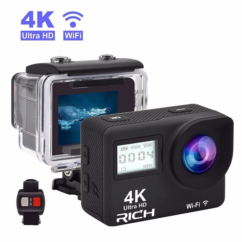 DHL 5pcs RICH T350 ultra FHD 4K Action Camera WiFi 1080P 60fps 2.0 LCD 170D Full HD 30M Waterproof Video Action DV Sports Camera action camera drone