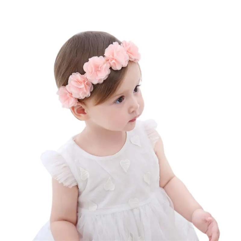 New Cute Sweet Headdress Children's Hair Accessories Newborn Children New Baby Girl Flower Headband Pink Hair Band