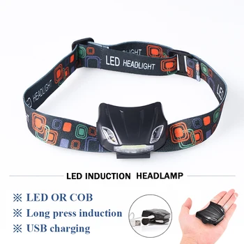 

Waterproof Clip hat light fishing headlight IR Sensor Headlamp black white LED / COB usb head lamp rechargeable Built-in battery