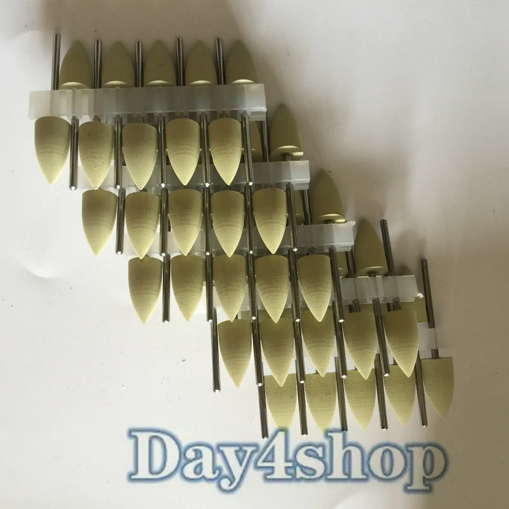 Yellow 50PCS Assorted SILICONE polishers 2.35mm Diamond polishing Burs