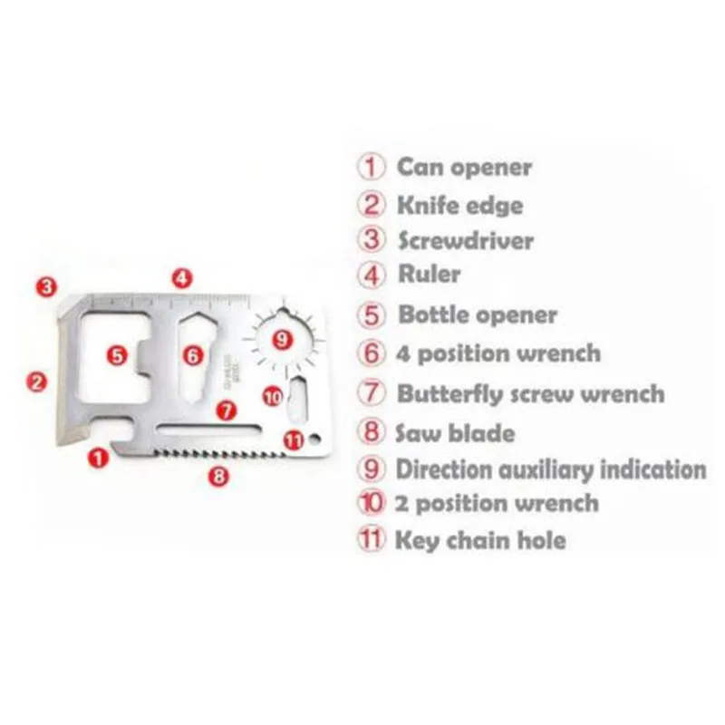 11 в 1 Мини Портативный из нержавеющей стали карты тактический инструмент Спорт на открытом воздухе кемпинг самообороны аварийного выживания оборудования