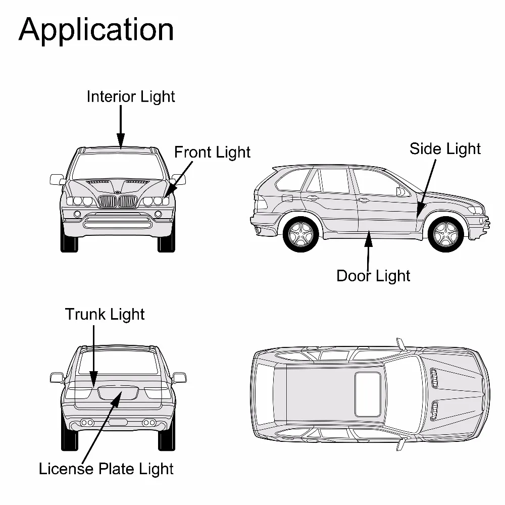 AGLINT 20 шт. T10 5W5 светодиодный автомобильный лампочка 2835 SMD без полярности для автомобильного внутреннего освещения, автомобильная лампа для чтения, белая, 12 Вольт