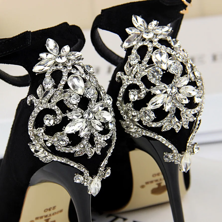 Shoes Women 2019 high heels Sexy Ankle strap Sandals crystal Glitter stiletto Female party pumps cover heels sapato feminino Shoes Women 2019 high heels Sexy Ankle strap Sandals crystal Glitter stiletto Female party pumps cover heels sapato feminino
