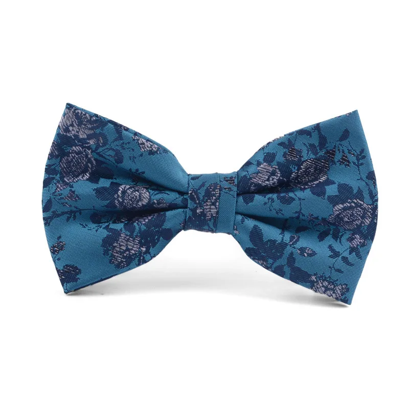 Business men's suit shirt accessories bow double pleat widened peacock blue green pattern bow tie