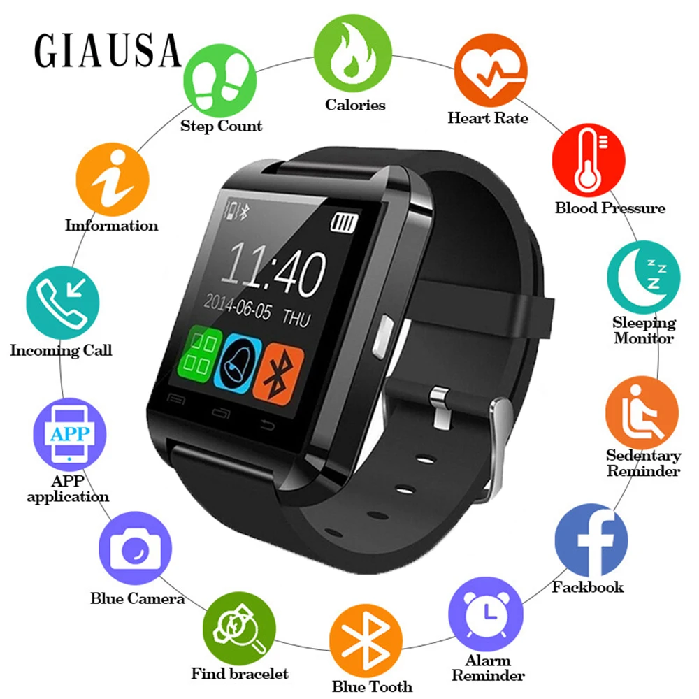

2019 Bluetooth Smart Watch U8 For iPhone IOS Android Women Smart Phone Wear Clock Wearable Device Men Smartwatch PK GT08 DZ09