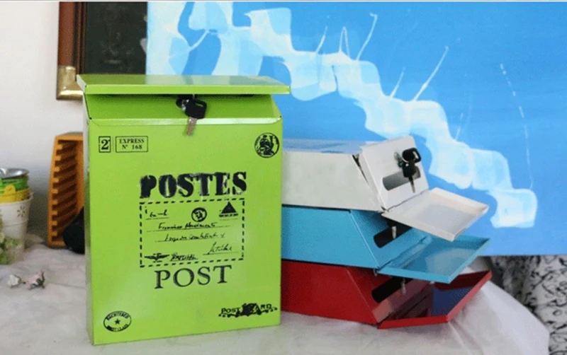 4 цвета, винтажный металлический чехол для почтовой коробки, металлический оловянный газетный почтовый ящик для писем, водонепроницаемый почтовый ящик, запирающийся ящик, садовый орнамент