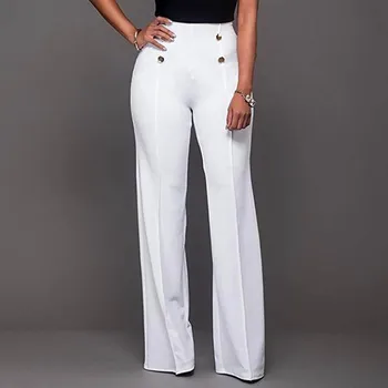 

2019 Newly Hot Summer Women Pants High Waist Straight Wide Leg Solid Color Lady Trousers MSK66