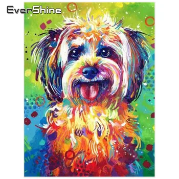 

Evershine Diamond Mosaic Cross Stitch Dog Full Square Diamond Painting Rhinestones Cross Stitch Animals Pictures Children Gift