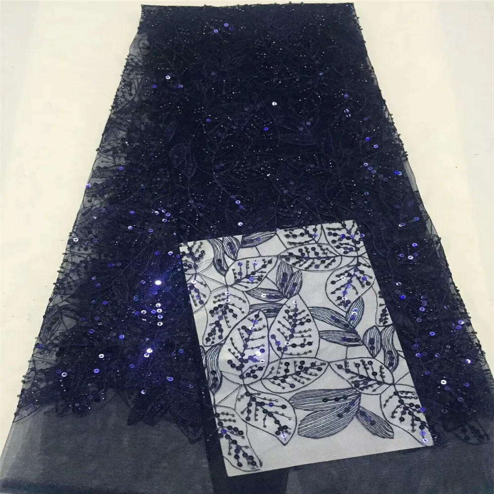

French Lace Fabric 2018 Latest african guipure lace fabric with mesh tulle sequin ribbon cord Sequins lace fabric HJ259-1