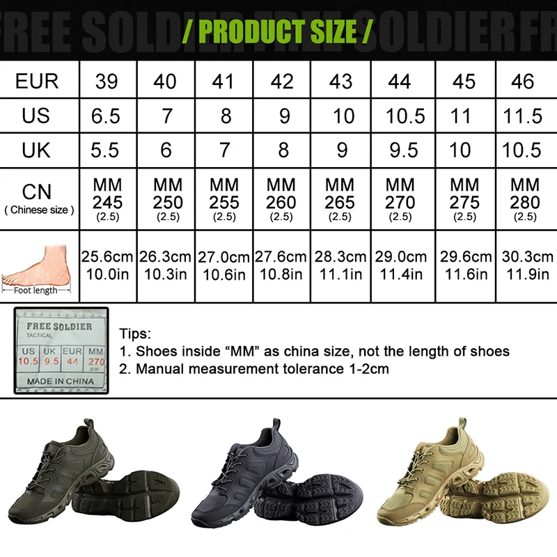 FREE SOLDIER outdoor sports camping hiking tactical military upstream shoes breathable quick-drying shoes for men