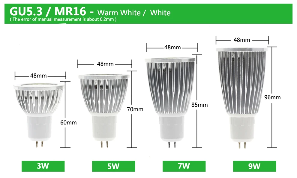 4 шт./лот светодиодный Spotlight E27 GU10 GU5.3 MR16 пятно света лампы 3 W 5 W 7 W 9 W AC85-265V белый/теплый белый лампы освещения